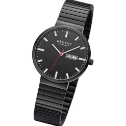 Regent Herren Armbanduhr Analog Edelstahlarmband schwarz URF1355