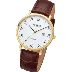 Regent Herren Armbanduhr Analog Lederarmband braun URF1425