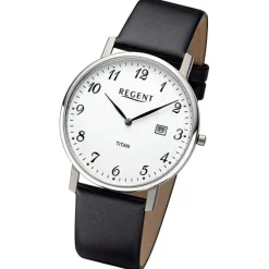 Regent Herren Armbanduhr Analog Lederarmband schwarz URF1451