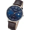 Regent Herren Armbanduhr Analog Lederarmband dunkelbraun URF1515