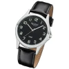 Regent Herren Armbanduhr Analog 1112420 Quarz-Uhr Leder schwarz UR1112420
