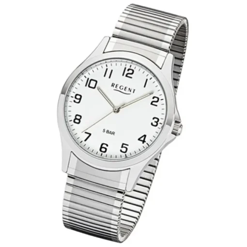 Regent Herren Armbanduhr Analog 1242413 Quarz-Uhr Metall silber UR1242413