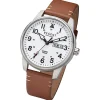 Regent Herren Armbanduhr Analog Lederarmband braun hellbraun URF1254