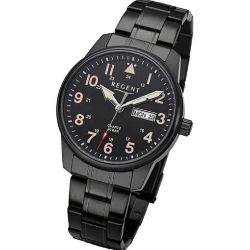 Regent Herren Armbanduhr Analog Metallarmband schwarz URF1278