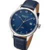 Regent Herren Armbanduhr Analog Lederarmband blau URGM2213