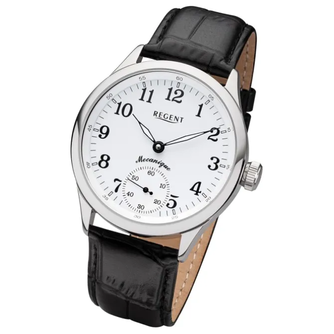 Regent Herren Armbanduhr Analog GM-2117 Handaufzug Lederband schwarz URGM2117