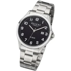 Regent Herren Armbanduhr Analog F-1191 Quarz-Uhr Metall silber URF1191