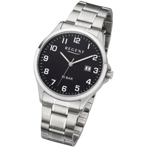 Regent Herren Armbanduhr Analog F-1191 Quarz-Uhr Metall silber URF1191