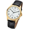 Regent Herren Armbanduhr Analog 1103482 Quarz-Uhr Leder schwarz UR1103482
