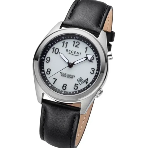 Regent Herren Armbanduhr Analog Lederarmband schwarz URBA772