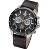 Regent Herren Armbanduhr Analog Lederarmband schwarz orange URBA828
