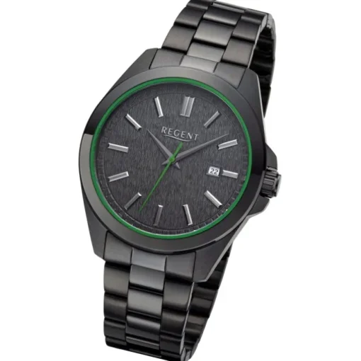 Regent Herren Armbanduhr Analog Metallarmband schwarz URBA817