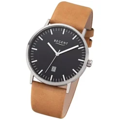 Regent Herren Armbanduhr Analog F-1232 Quarz-Uhr Titan beige URF1232