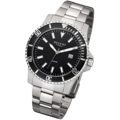 Regent Herren Armbanduhr Analog F-1183 Quarz-Uhr Metall silber URF1183