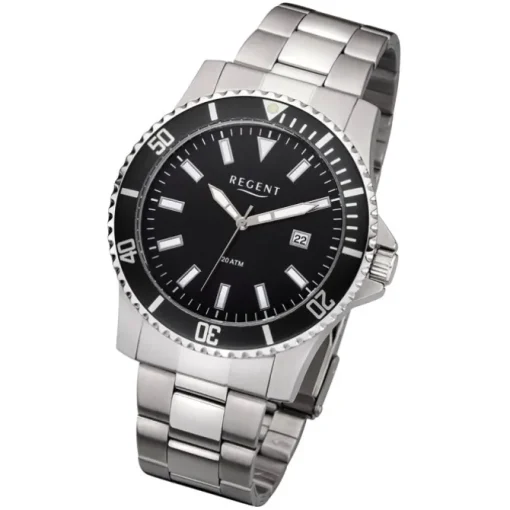 Regent Herren Armbanduhr Analog F-1183 Quarz-Uhr Metall silber URF1183