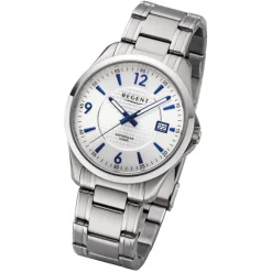 Regent Herren Armbanduhr Analog F-1185 Quarz-Uhr Metall silber URF1185