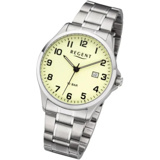 Regent Herren Armbanduhr Analog F-1192 Quarz-Uhr Metall silber URF1192