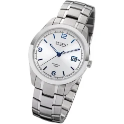 Regent Herren Armbanduhr Analog F-1194 Quarz-Uhr Metall silber URF1194
