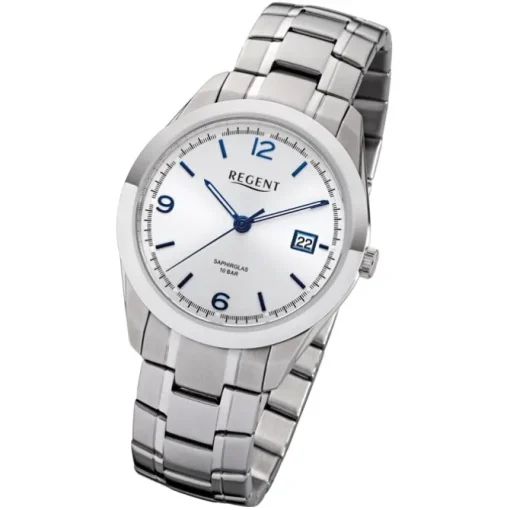Regent Herren Armbanduhr Analog F-1194 Quarz-Uhr Metall silber URF1194