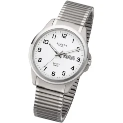 Regent Herren Armbanduhr Analog F-1198 Quarz-Uhr Titan silber URF1198