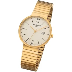 Regent Herren Armbanduhr Analog F-1201 Quarz-Uhr Metall silber URF1201