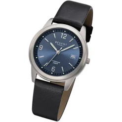 Regent Herren Armbanduhr Analog F-682 Quarz-Uhr Titan schwarz URF682