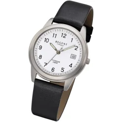 Regent Herren Armbanduhr Analog F-683 Quarz-Uhr Titan schwarz URF683