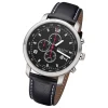 Regent Herren Armbanduhr Analog GM-2108 Quarz-Uhr Lederband schwarz URGM2108