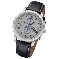 Regent Herren Armbanduhr Analog GM-2109 Quarz-Uhr Lederband schwarz URGM2109