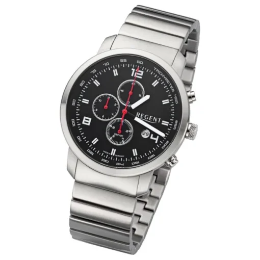 Regent Herren Armbanduhr Analog GM-2110 Quarz-Uhr Metallband silber URGM2110
