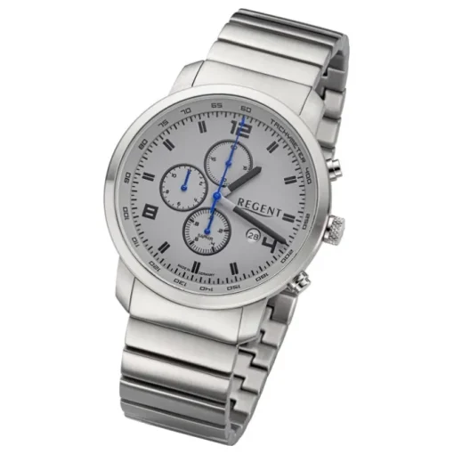 Regent Herren Armbanduhr Analog GM-2111 Quarz-Uhr Metallband silber URGM2111