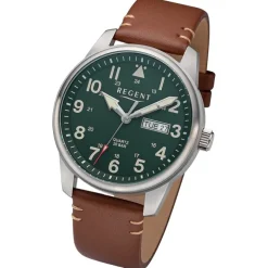 Regent Herren Armbanduhr Analog Lederarmband braun URBA759