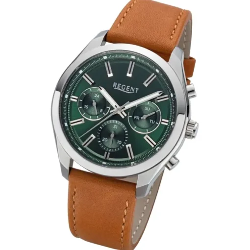 Regent Herren Armbanduhr Analog Lederarmband hellbraun URBA766