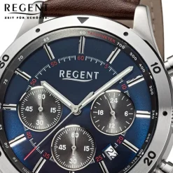 Regent Herren Armbanduhr Analog Lederarmband dunkelbraun URBA823