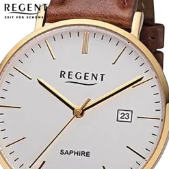 Regent Herren Armbanduhr Analog Lederarmband braun URF1252
