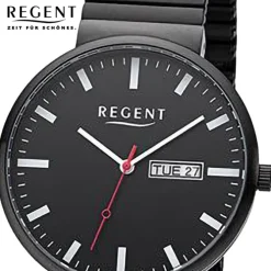 Regent Herren Armbanduhr Analog Edelstahlarmband schwarz URF1355