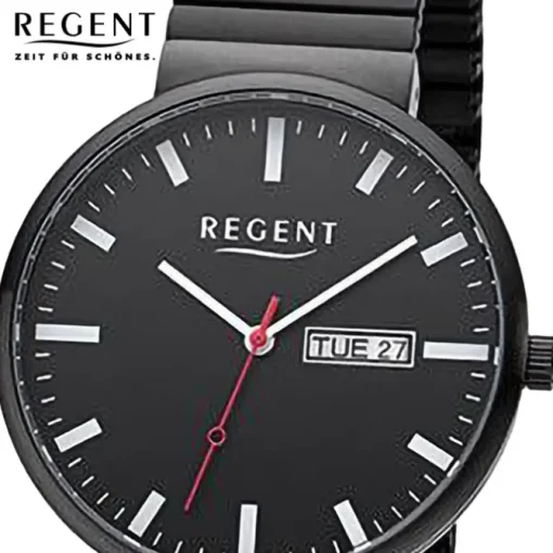 Regent Herren Armbanduhr Analog Edelstahlarmband schwarz URF1355
