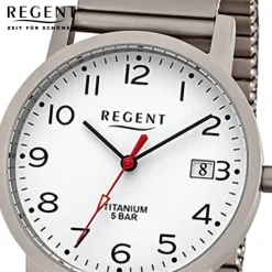 Regent Herren Armbanduhr Analog Edelstahlarmband grau URF1436