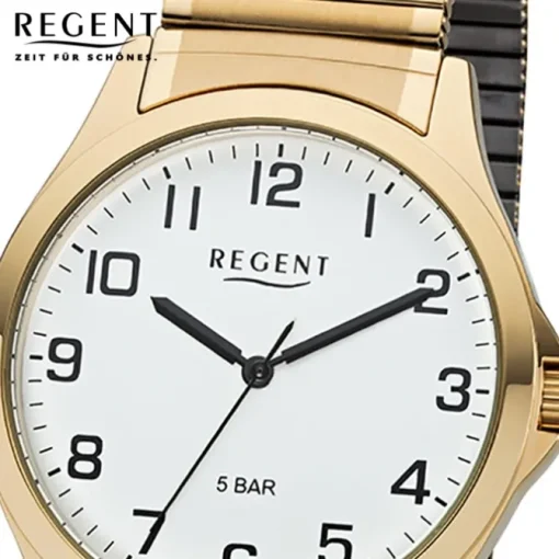 Regent Herren Armbanduhr Analog 1243486 Quarz-Uhr Metall gold UR1243486