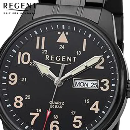Regent Herren Armbanduhr Analog Metallarmband schwarz URF1278