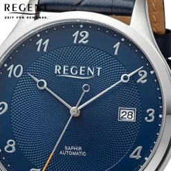 Regent Herren Armbanduhr Analog Lederarmband blau URGM2213