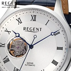 Regent Herren Armbanduhr Analog Lederarmband blau URGM2215