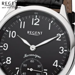 Regent Herren Armbanduhr Analog GM-2201 Handaufzug Lederband schwarz URGM2119
