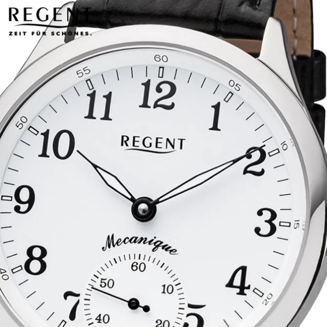 Regent Herren Armbanduhr Analog GM-2117 Handaufzug Lederband schwarz URGM2117
