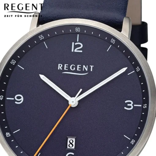 Regent Herren Armbanduhr Analog Lederarmband dunkelblau URF1533