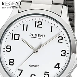 Regent Herren Armbanduhr Analog 1152412 Quarz-Uhr Metall silber UR1152412