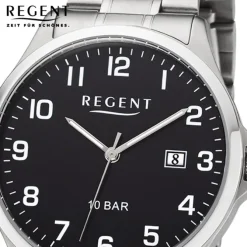 Regent Herren Armbanduhr Analog F-1191 Quarz-Uhr Metall silber URF1191