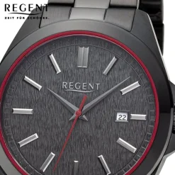 Regent Herren Armbanduhr Analog Metallarmband schwarz URBA815