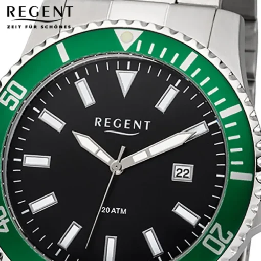 Regent Herren Armbanduhr Analog F-1184 Quarz-Uhr Metall silber rosegold URF1184