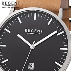 Regent Herren Armbanduhr Analog F-1232 Quarz-Uhr Titan beige URF1232